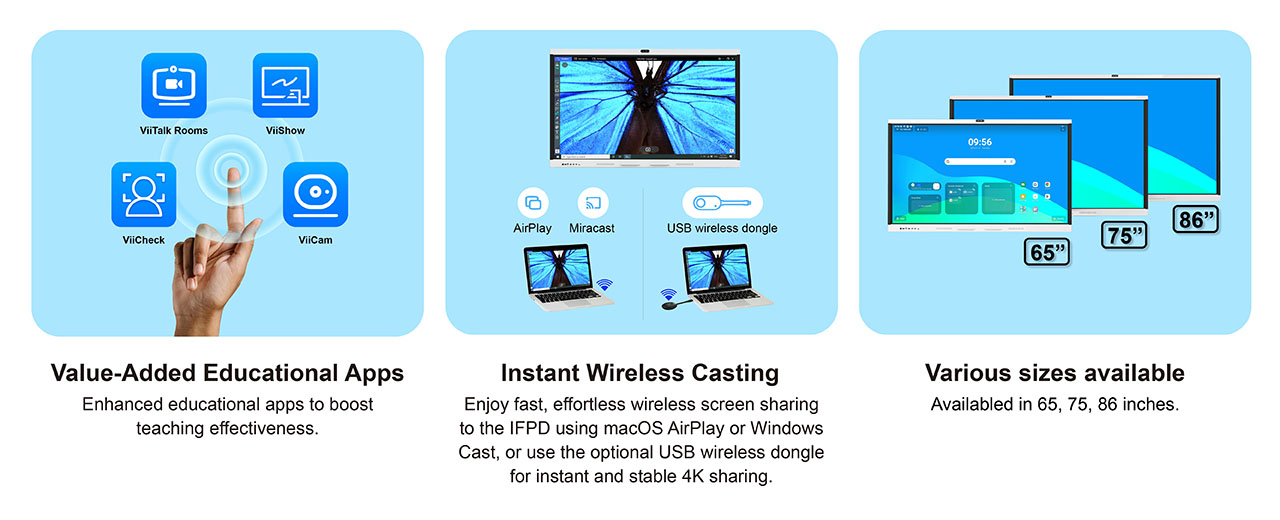 MYSHER FB-K6 interactive display supporting classroom presentation software