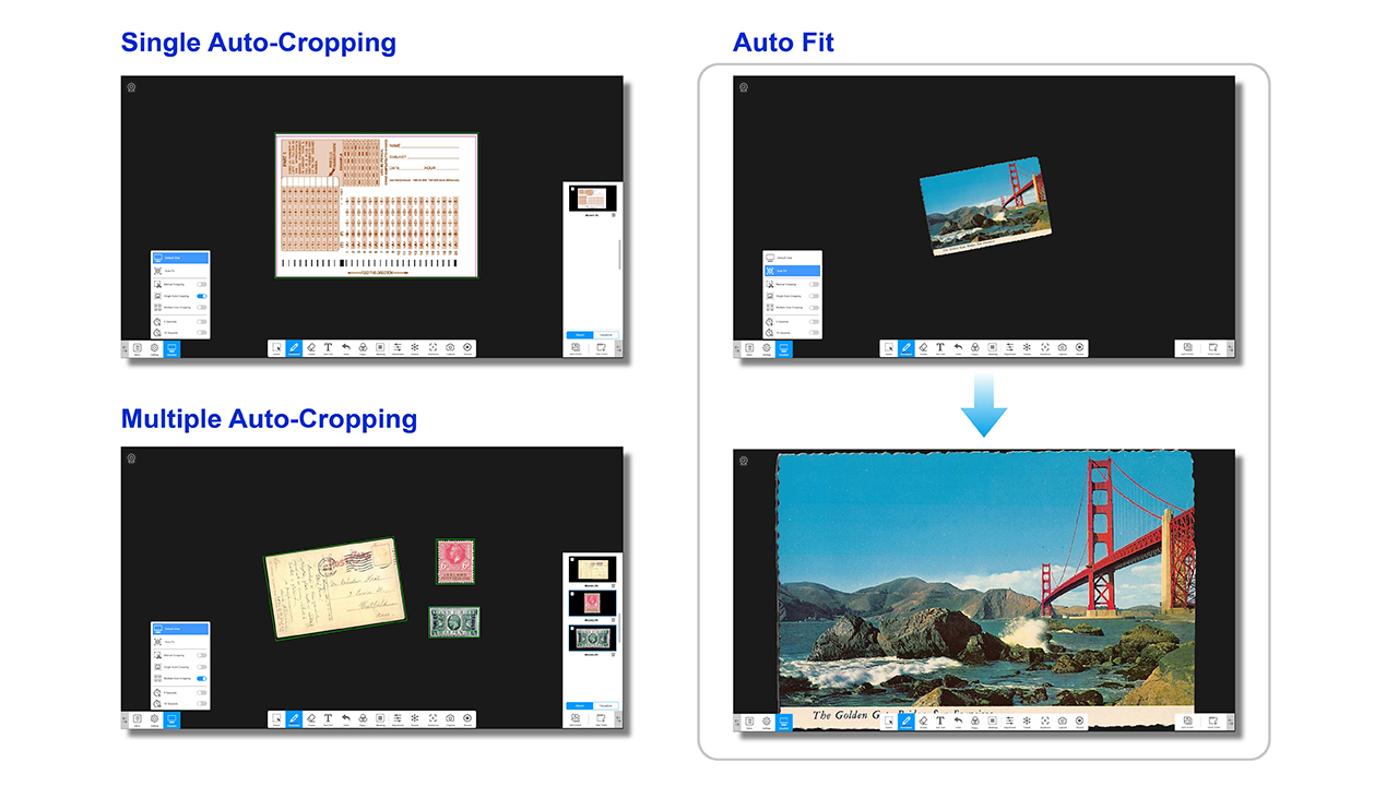 auto fit and crop document camera feature
