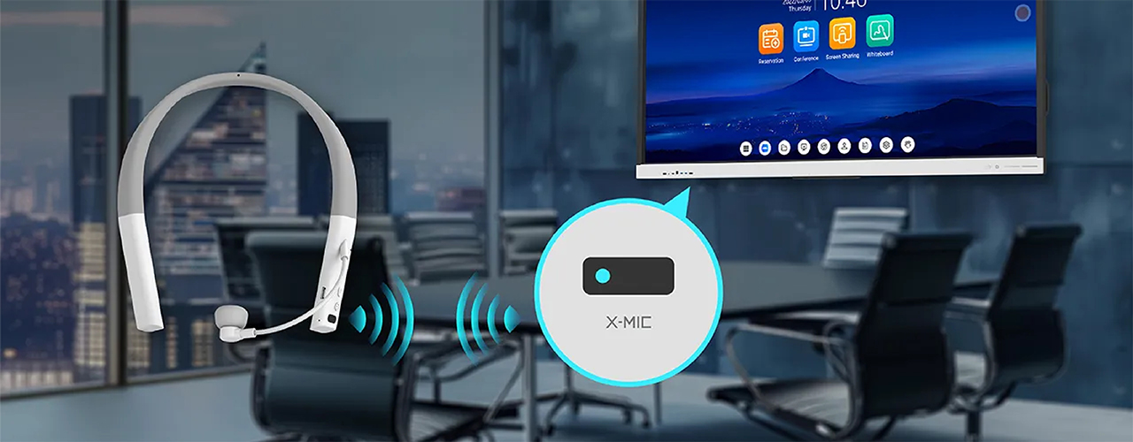 wireless microphone integration with interactive flat panel